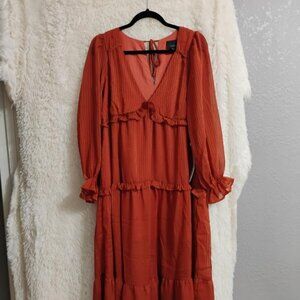 Lumiere L/S V Neck Woman Maxi Dress Size M